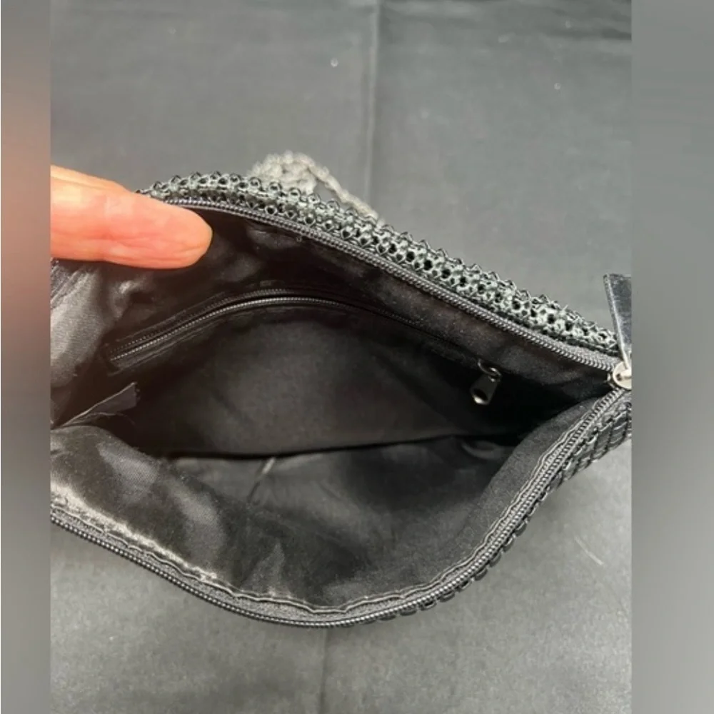 Black evening clutch with black mesh flap (PB1)